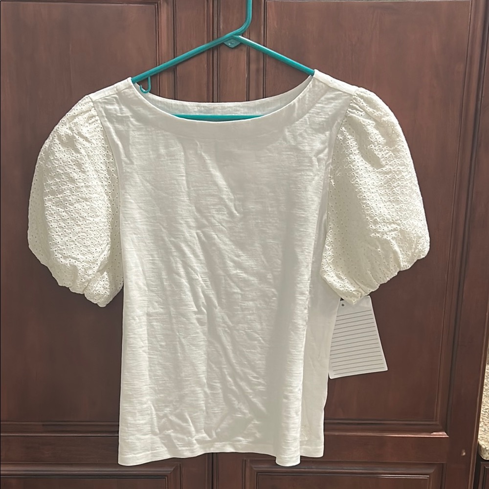 Tommy Bahama White Eyelet Sleeve Blouse